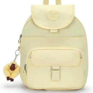 Kipling Cream Backpack with Monkey Keychain